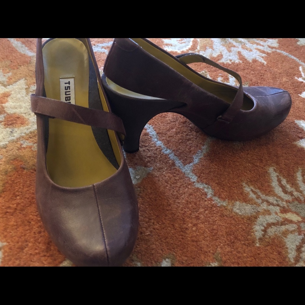 Tsubo Acrea Mary Jane Leather Heels Brown Size 9